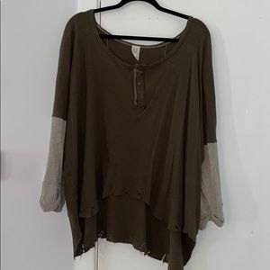 Free People Olive Shirt